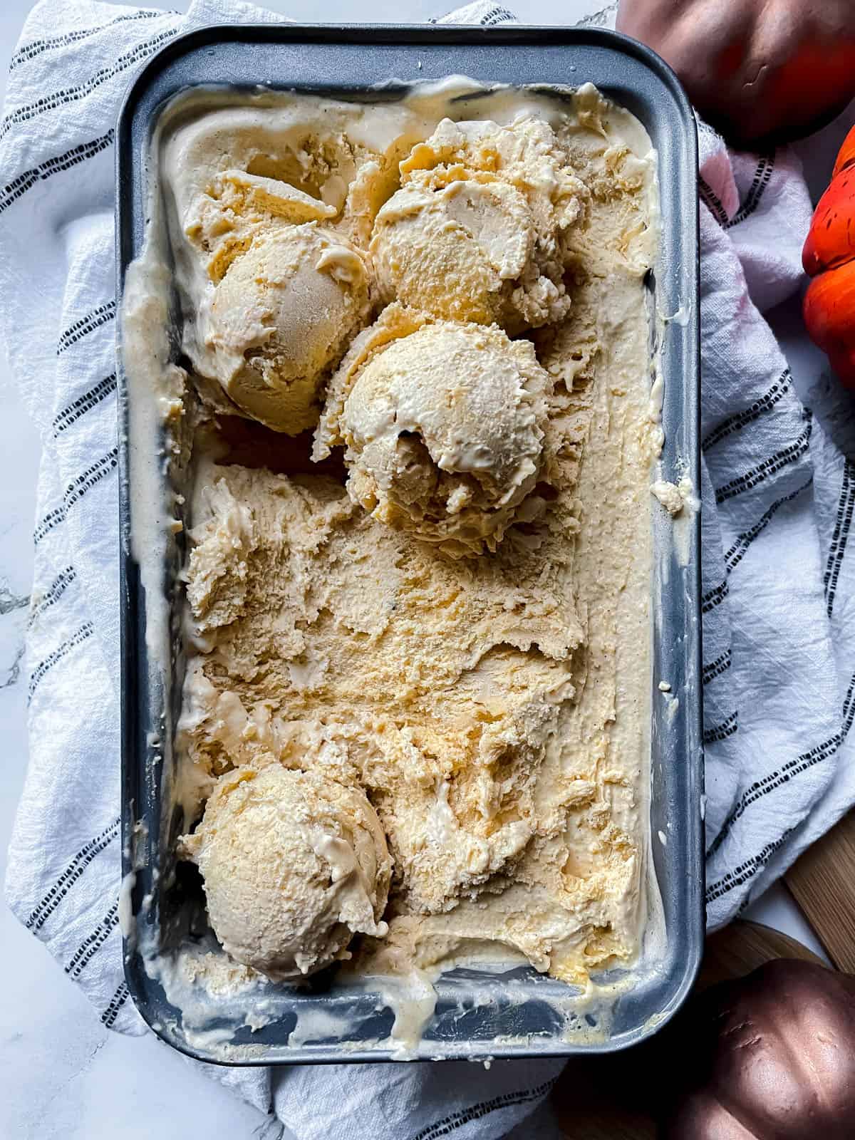 Overhead photo of ice cream scoops.