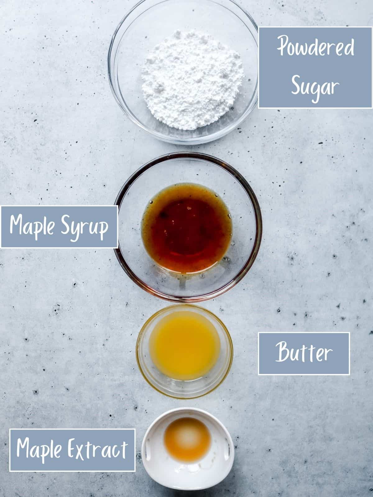 Ingredients for maple glaze.
