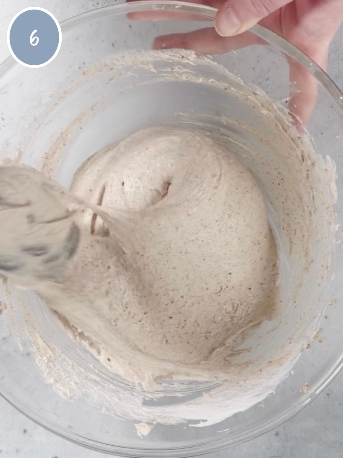 Photo of whipped topping being folded into mixture.