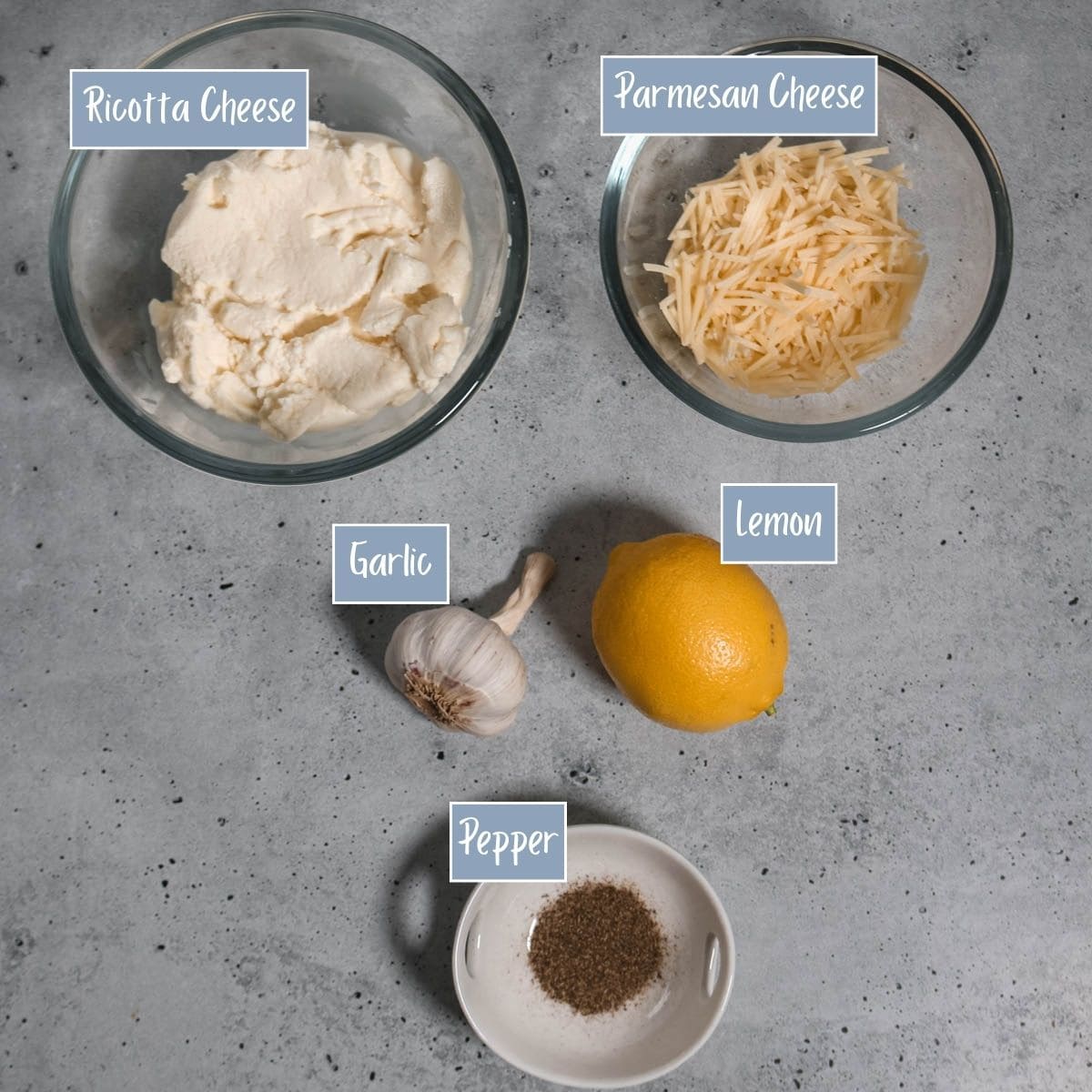 Labeled ingredient photo for the lemon ricotta filling.