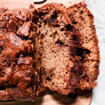 Slices of chai chip banana bread.