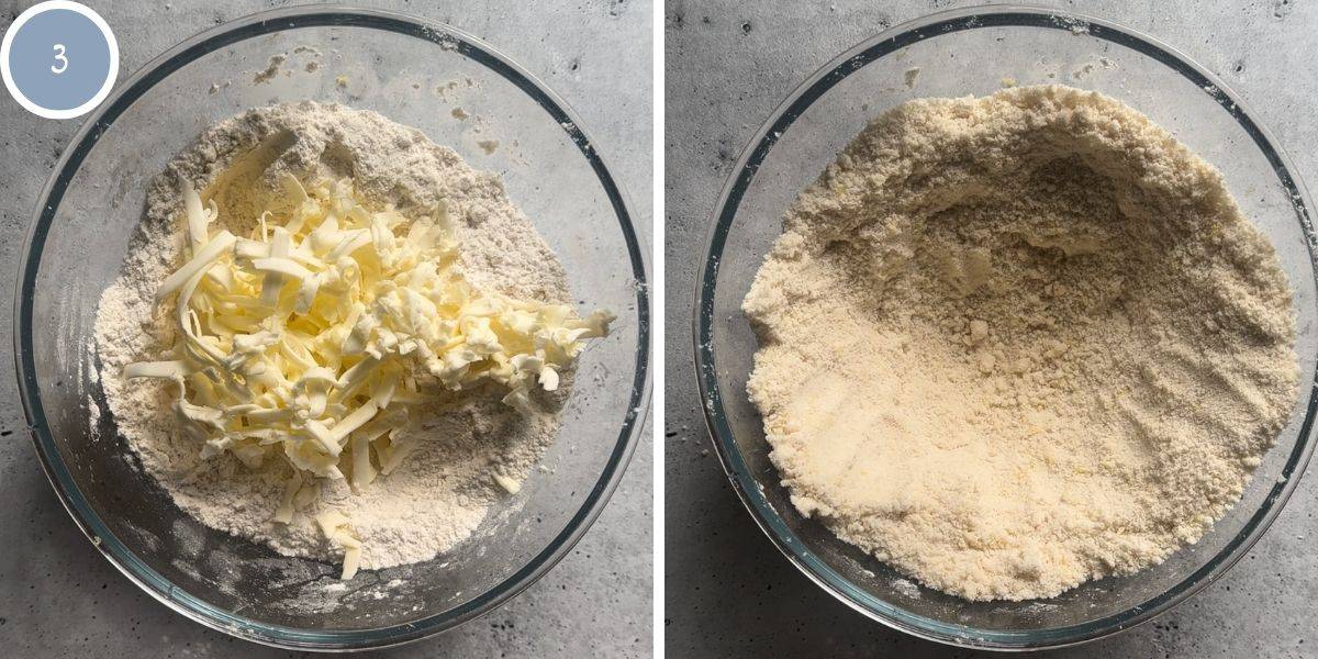 Adding the butter to make scones.