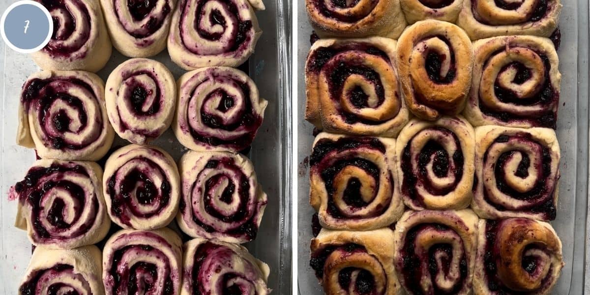 Rolls before and after being baked.