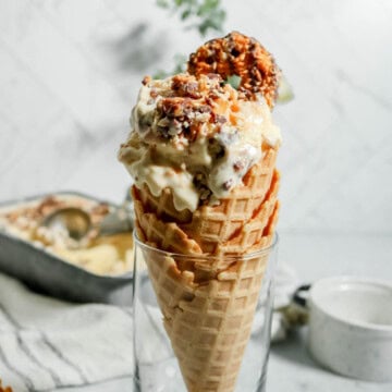 Samoa ice cream in a cone.