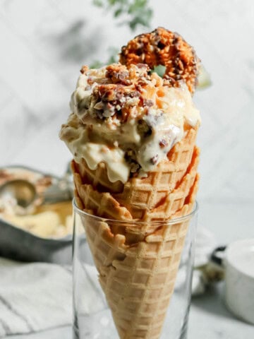 Samoa ice cream in a cone.